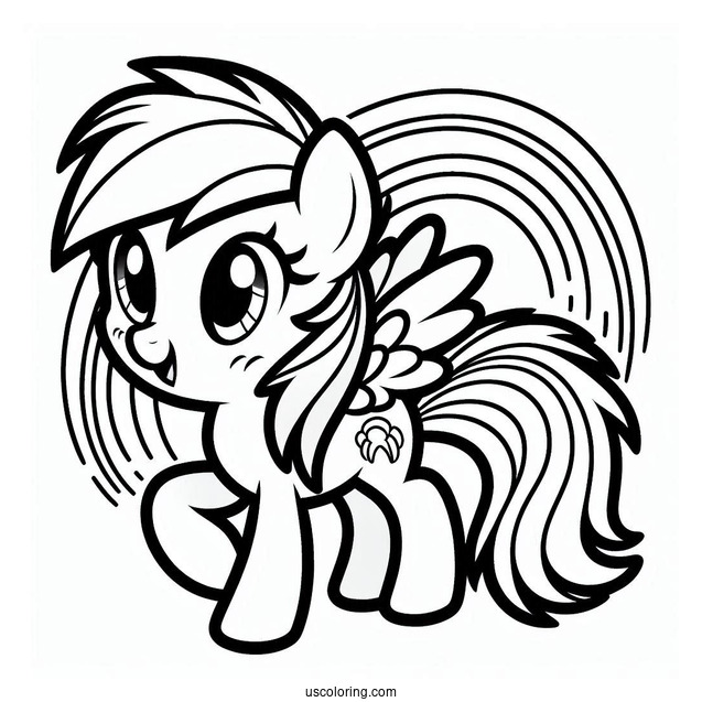 Kawaii Rainbow Dash Outline For Kids