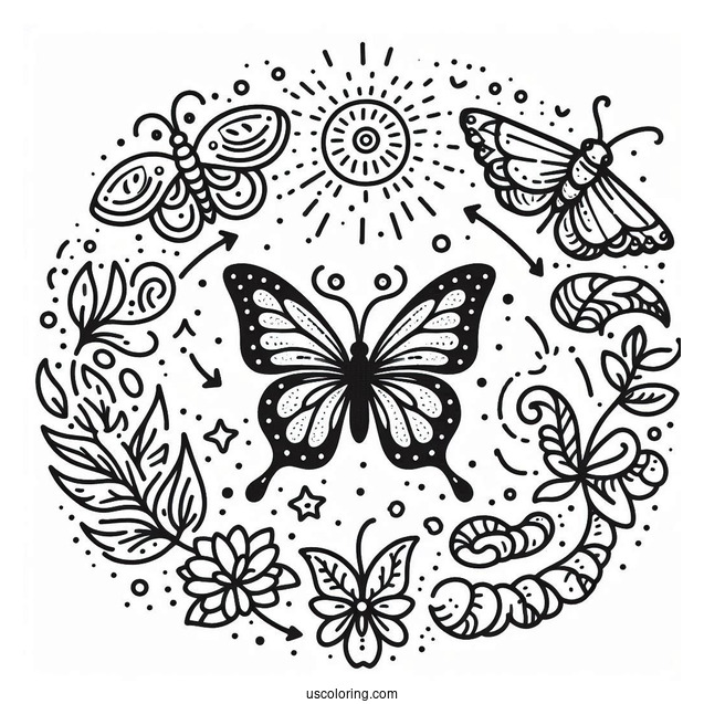 Butterfly Coloring Page Life Cycle