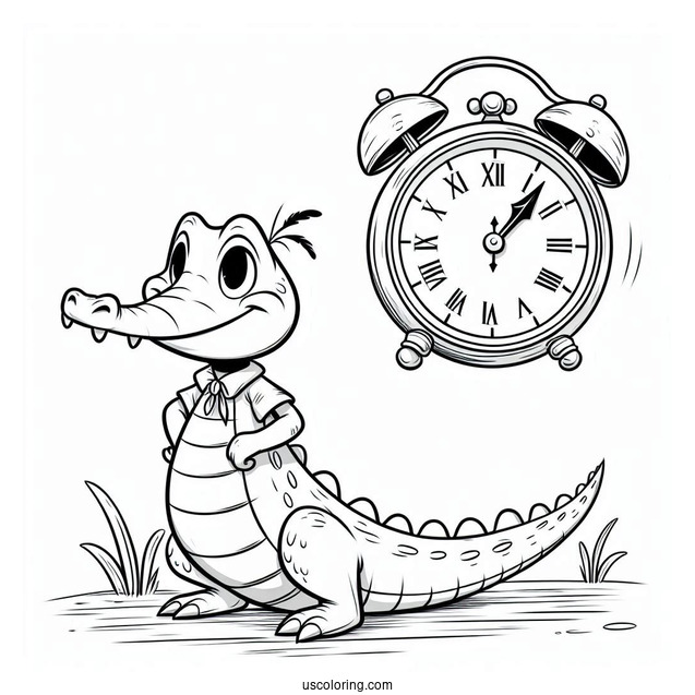 Coloring Sheet Of Tick-Tock the Crocodile