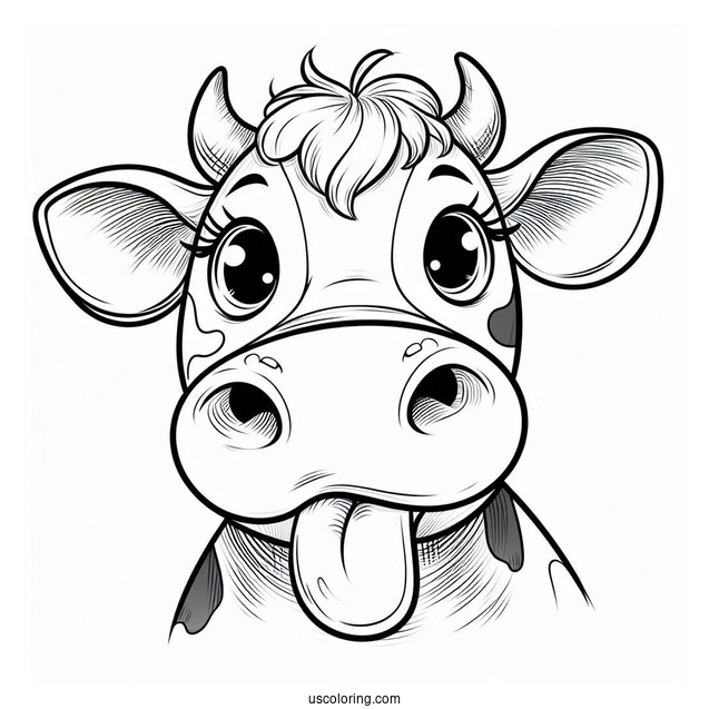 Big Cow Nose With Tongue Out Coloring Page