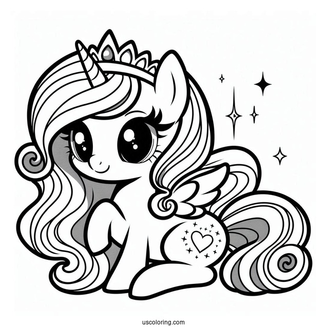 Simple Kawaii Princess Celestia Outline
