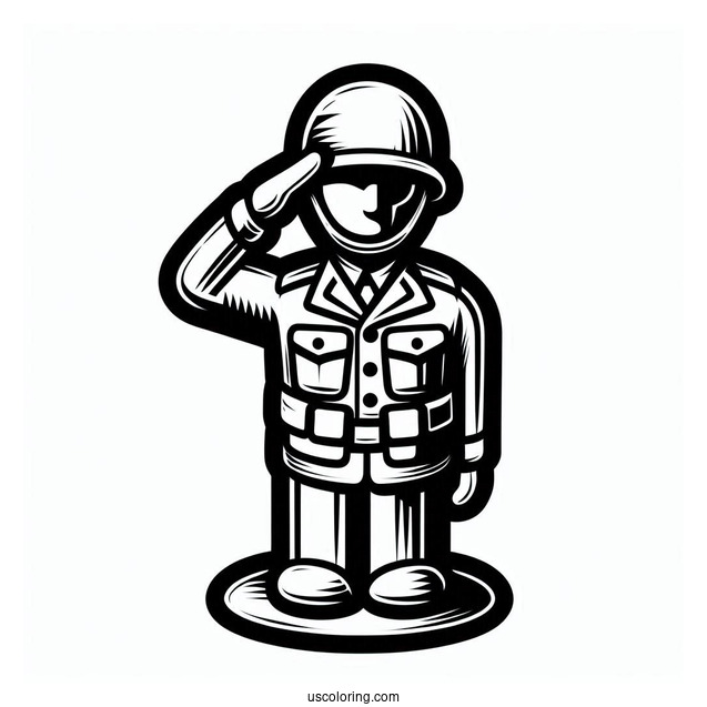 Plastic Toy Soldier Coloring Page Saluting