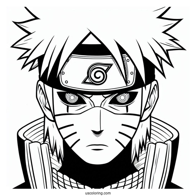 Naruto Coloring Page Of Villain Pain with Rinnegan Eyes