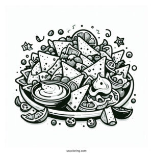 Coloring Page Of Mexican Nachos