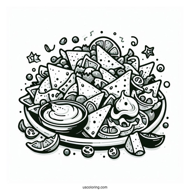 Coloring Page Of Mexican Nachos