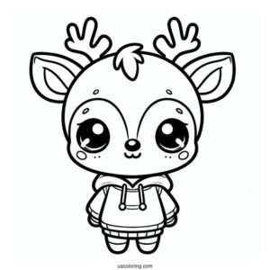 Chibi Rudolph Coloring Page Wearing A Sweatshirt