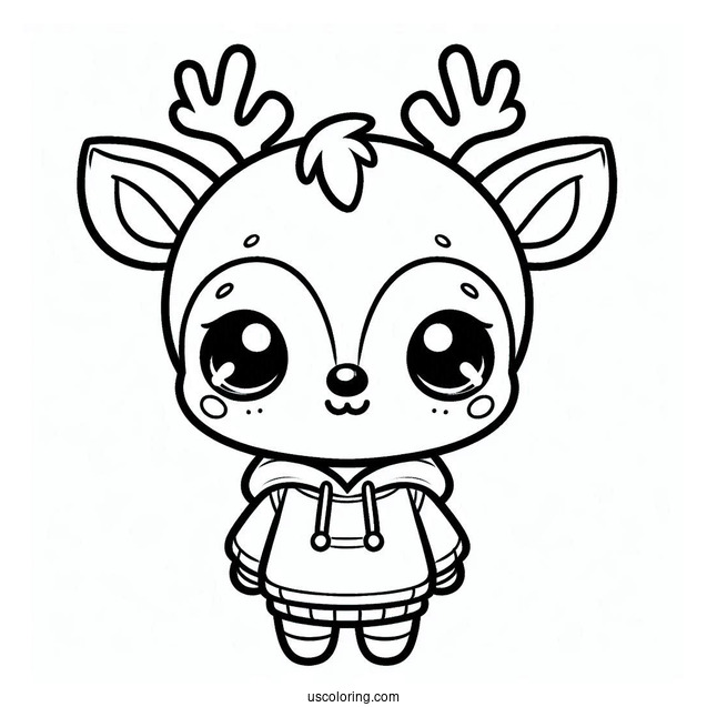 Chibi Rudolph Coloring Page Wearing A Sweatshirt