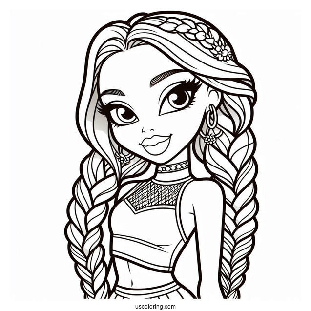 Yasmin In Braids And Crop Top Coloring Sheet