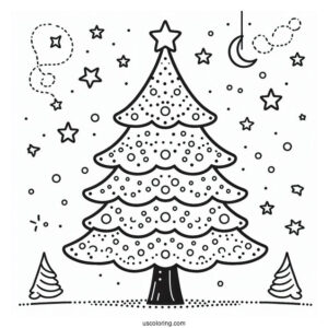 Simple Outline Of Christmas Tree Template To Color For Toddlers