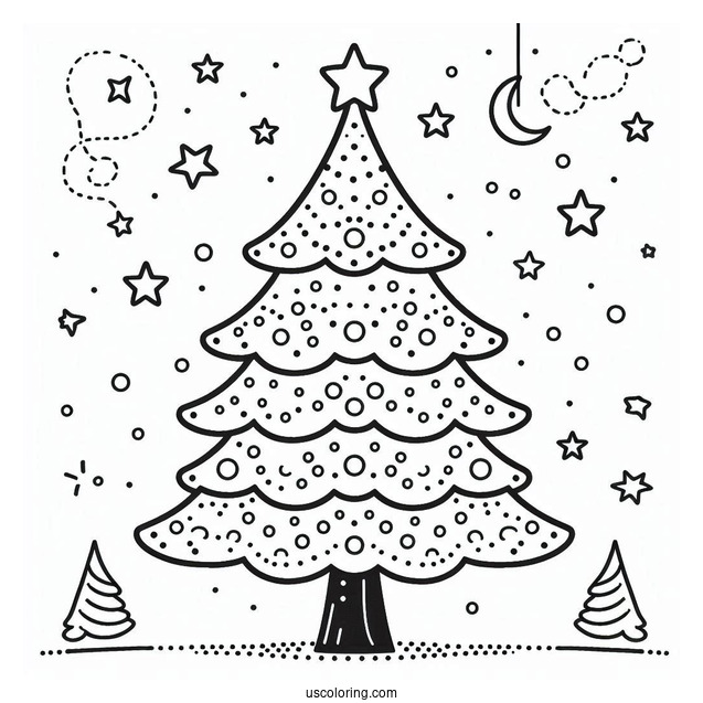 Simple Outline Of Christmas Tree Template To Color For Toddlers