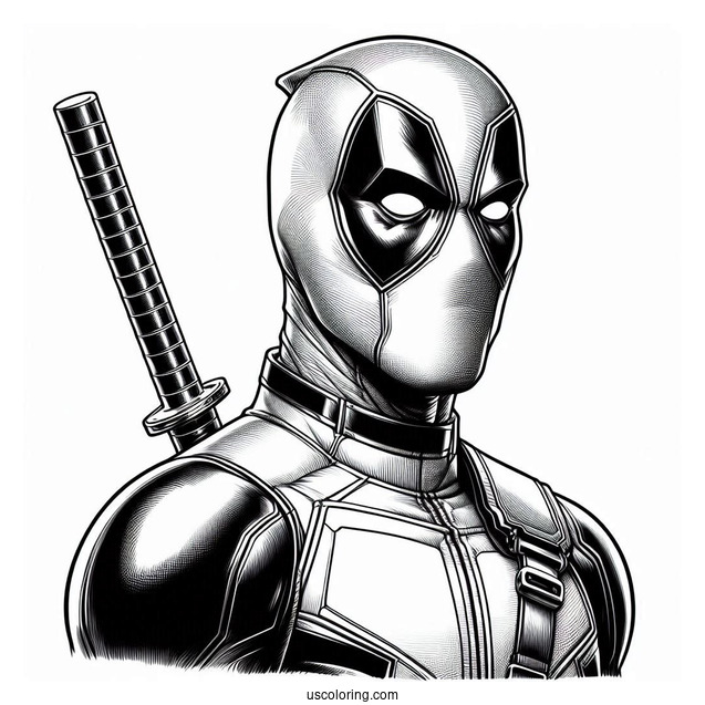 Realistic Deadpool Coloring Page
