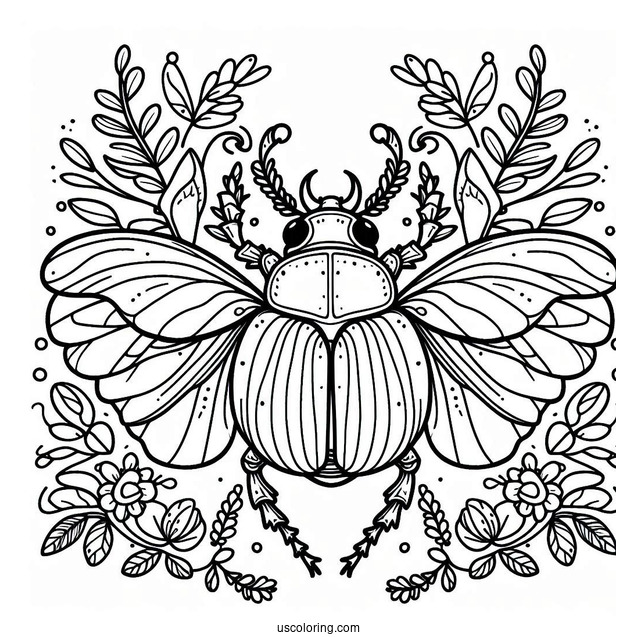 Smiling Beetle Coloring Page For Kids