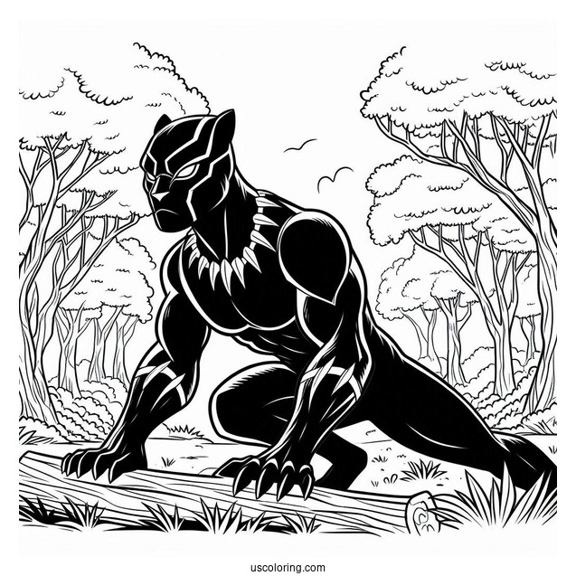 Black Panther In The Forest Coloring In
