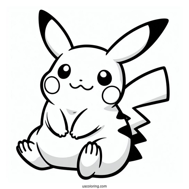 Simple Pikachu Outline For Kids Coloring In