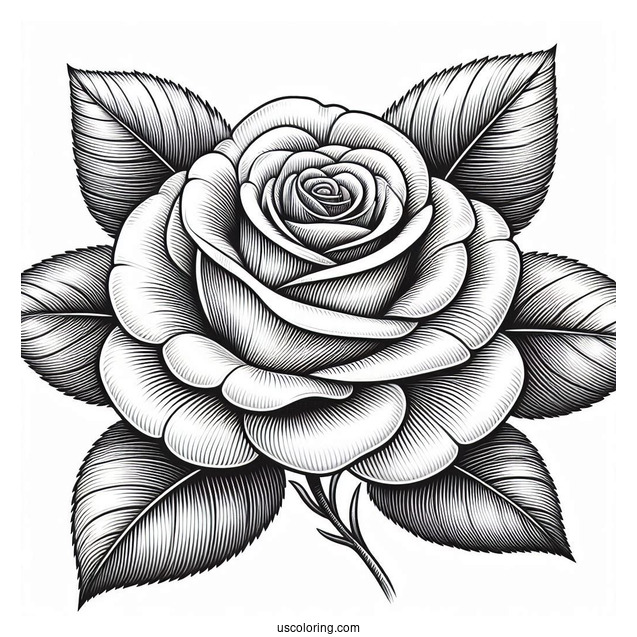 Flower Coloring Pages Of Realistic Rose