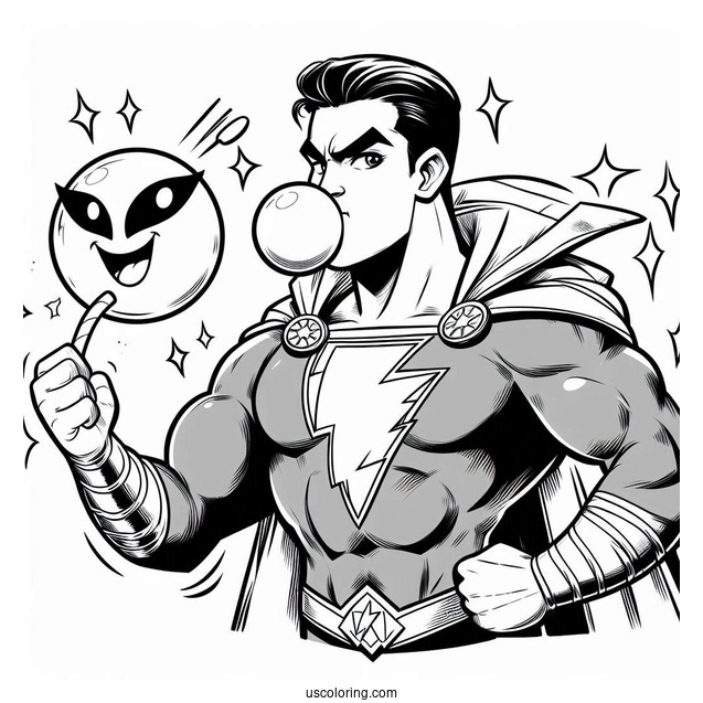 Shazam Blowing Bubblegum