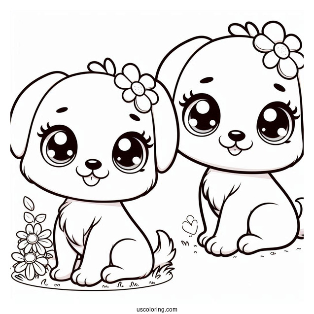 Cute Cartoon Puppy Coloring Page For Kids