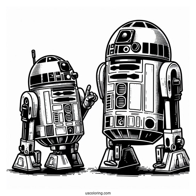 K2SO And R4 P17 Meeting R2 D2 Coloring Page