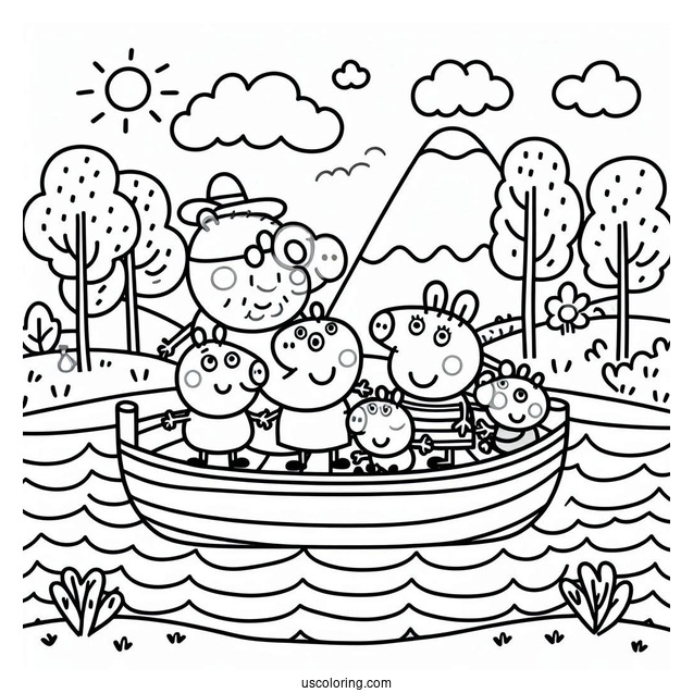 Peppa Pig Family On River Boat
