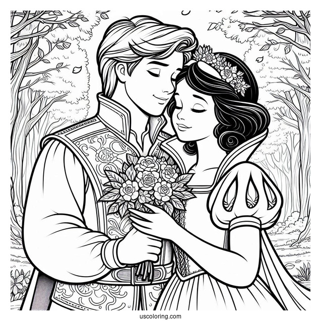 The Prince Holding Snow White To Color