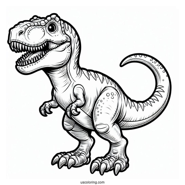 Coloring Sheet Of T-Rex With Sharp Teeth And Big Claws