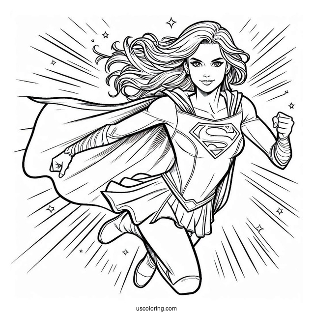 Kara Zor El Turning Into Supergirl Coloring Page