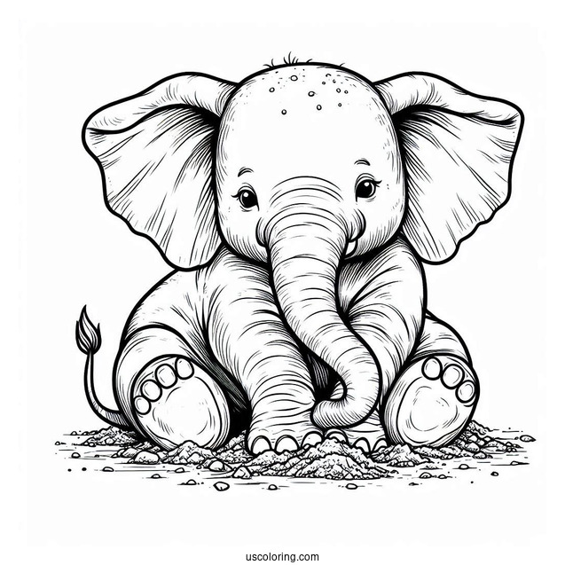 Elephant Cooling Itself With Dirt