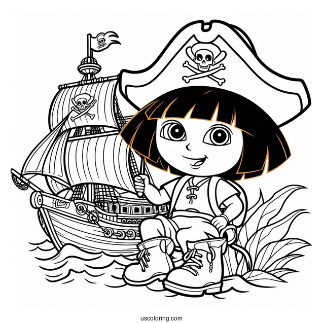 Pirate Dora With Boots On Ship To Color