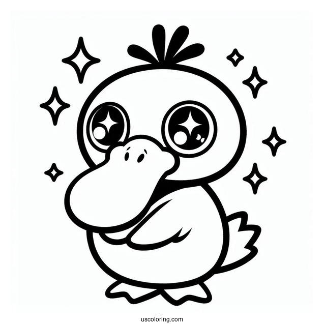 Starry Eyed Psyduck Coloring Page For Kids