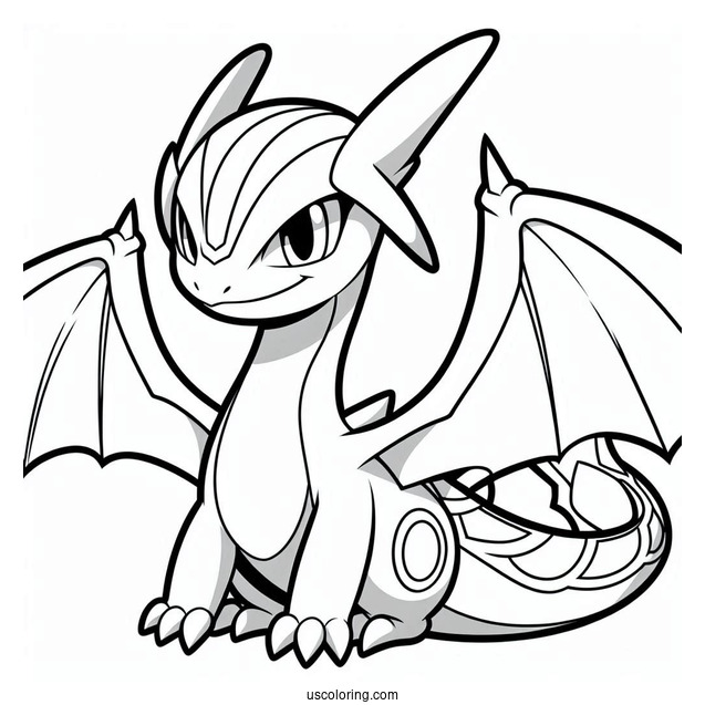Smiling Rayquaza Coloring Page