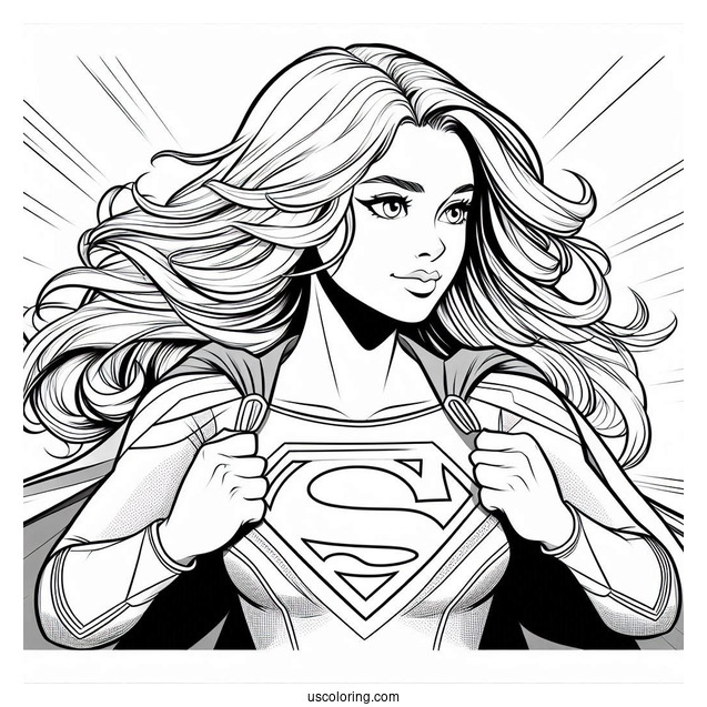 Kara Zor El Turning Into Supergirl Coloring Page