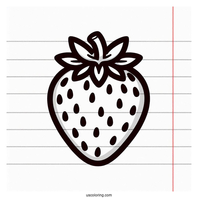 Strawberry Coloring Page Fruit Flashcard For Kids