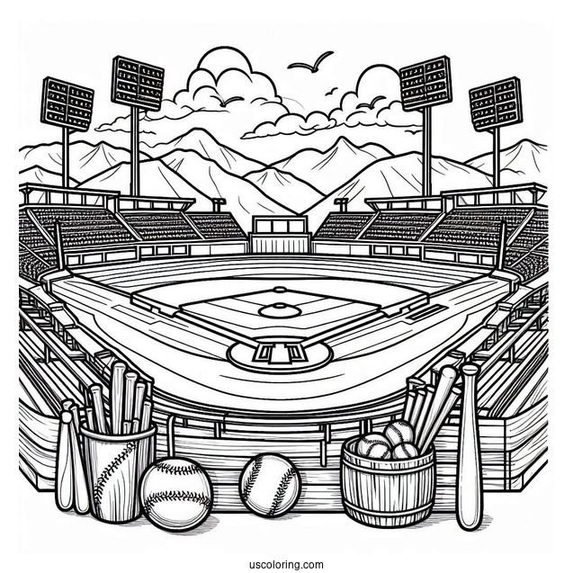Baseball Stadium Coloring Page