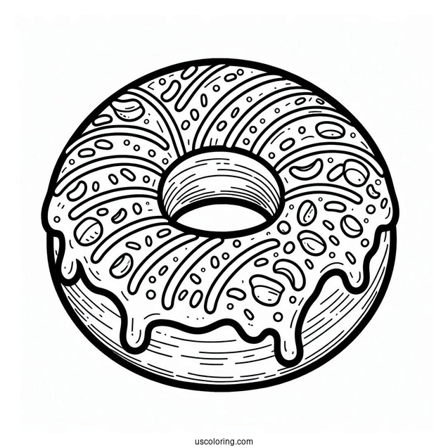 Easy Donut Coloring Page With Frosting And Sprinkles