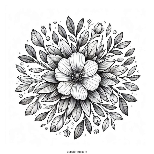 Top View Of Spring Flower With Tons Of Leaves