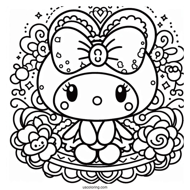 My Melody Coloring Page With Best Friend Flat