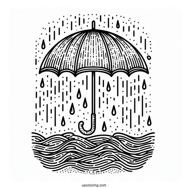 Rain Coloring Page Of Simple Umbrella Outline