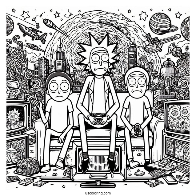 Detailed Rick And Morty TV Poster Coloring Page