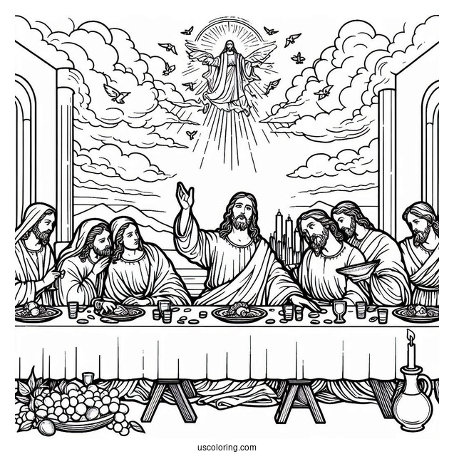 Last Supper Of Jesus Coloring