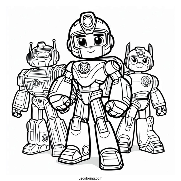 Rescue Bots Coloring Page Of Characters Poster
