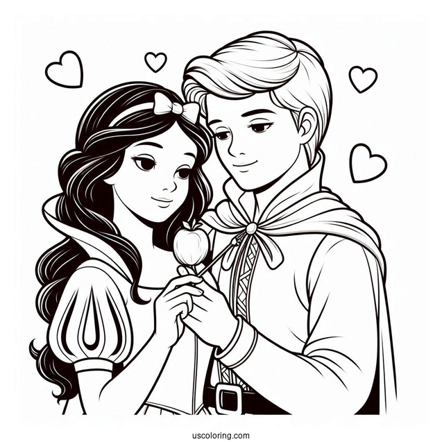 The Prince Holding Snow White To Color