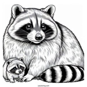 Large Realistic Raccoon Coloring Page