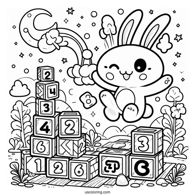 Numberblocks Coloring Page 2 Jumping