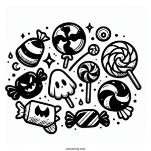 Halloween Themed Candy Coloring Page