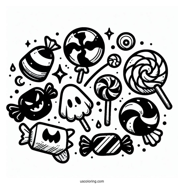 Halloween Themed Candy Coloring Page