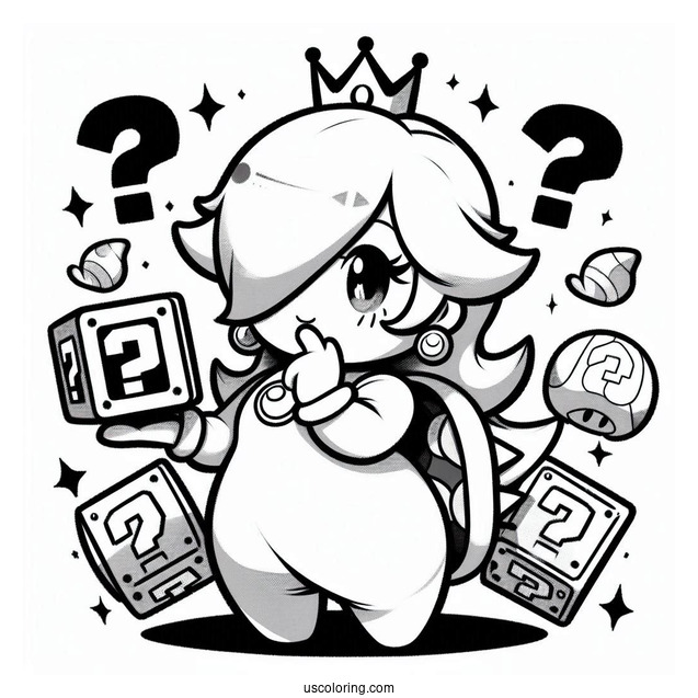 Simple Rosalina Coloring Page And Bowser Holding Question Mark Block