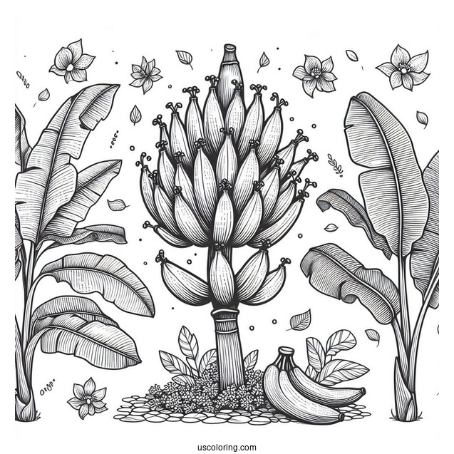 Banana Plant Coloring Page
