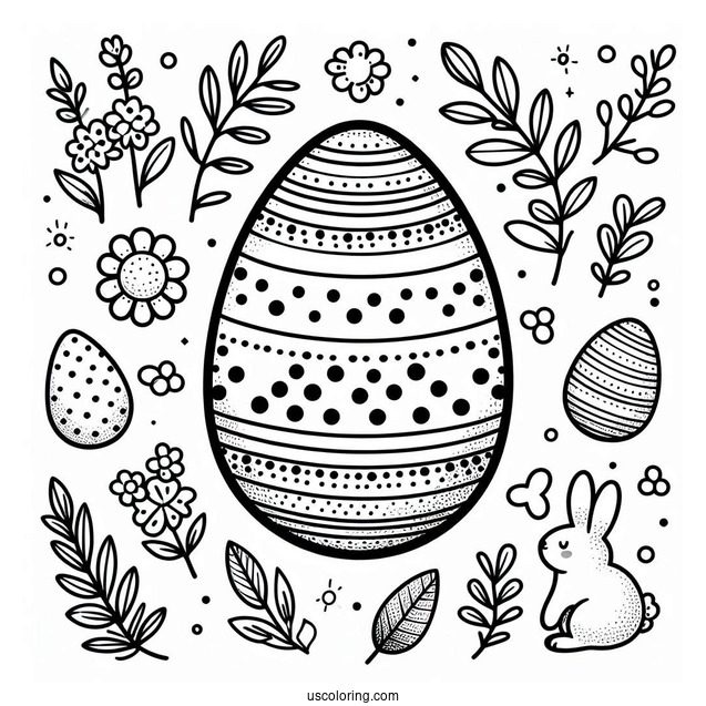 Easter Coloring Page Of Polka Dot Easter Egg