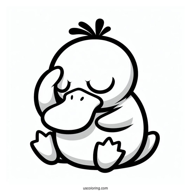 Simple Psyduck Coloring Page With A Headache