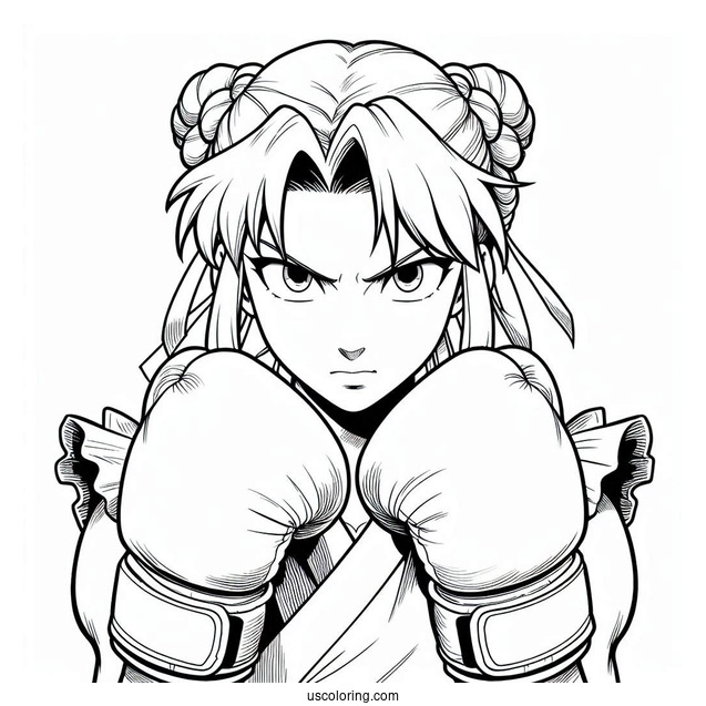 Street Fighter Coloring Page Of Sakura Kasugano Wearing Her Boxing Gloves